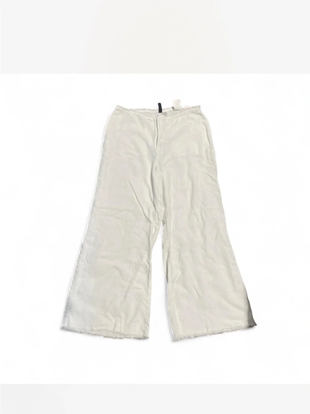 H&M Wide Leg Cream Linen-Blend Pants